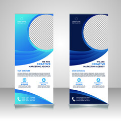 roll up and pop up banner design template vector