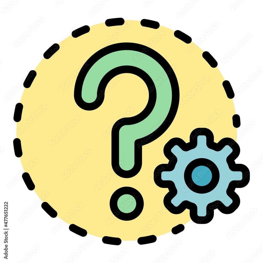 Poster setting question icon. outline setting question vector icon color flat isolated