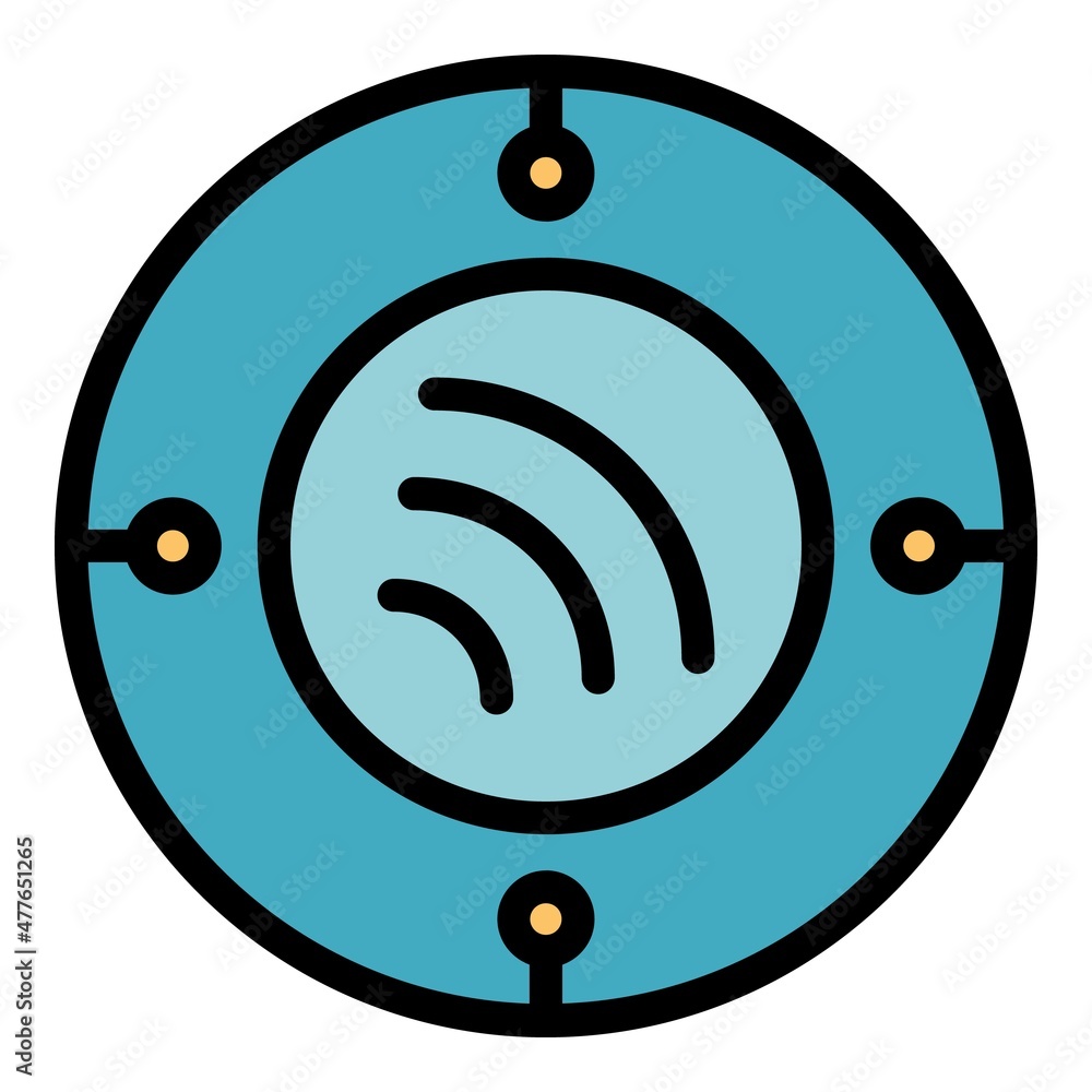 Poster circle wifi icon. outline circle wifi vector icon color flat isolated