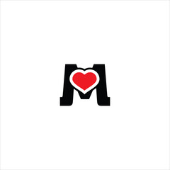 letter m logo vector heart template