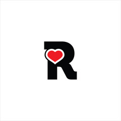letter r logo vector heart template