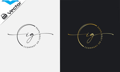i g Initial handwriting signature logo, initial signature, elegant logo design
vector template.
