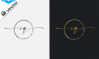 i q Initial handwriting signature logo, initial signature, elegant logo design
vector template.
