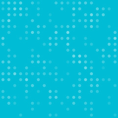 Obraz na płótnie Canvas Abstract seamless geometric pattern. Mosaic background of white circles. Evenly spaced shapes of different color. Vector illustration on cyan background