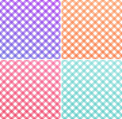 Different color corner tablecloth on white wood table. Vector stock illustration.