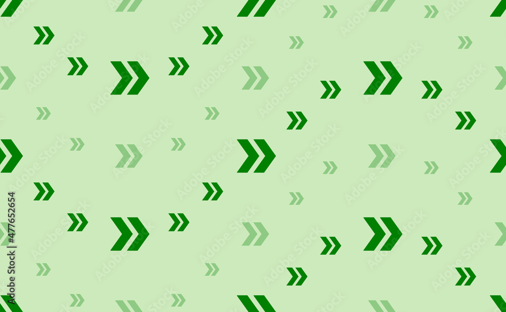 Poster seamless pattern of large and small green double arrow symbols. the elements are arranged in a wavy.