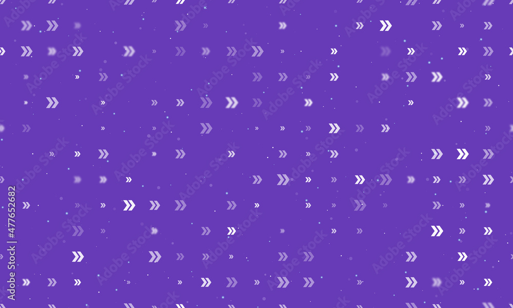Poster seamless background pattern of evenly spaced white double arrow symbols of different sizes and opaci