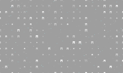 Seamless background pattern of evenly spaced white arch symbols of different sizes and opacity. Vector illustration on gray background with stars