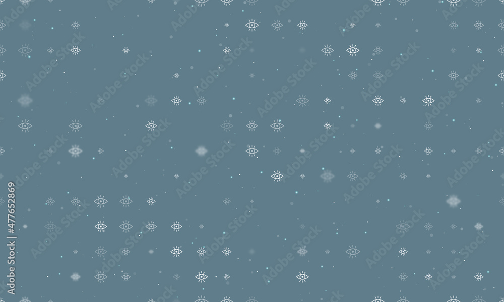 Poster seamless background pattern of evenly spaced white vision symbols of different sizes and opacity. ve