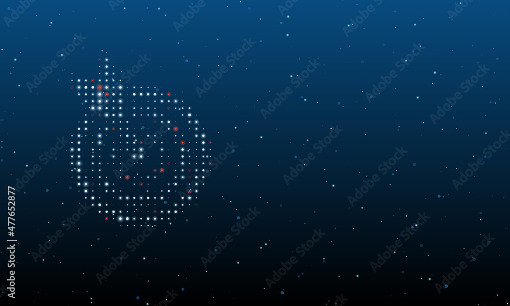 Poster on the left is the goal symbol filled with white dots. background pattern from dots and circles of d