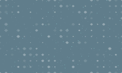 Seamless background pattern of evenly spaced white vision symbols of different sizes and opacity. Vector illustration on blue gray background with stars