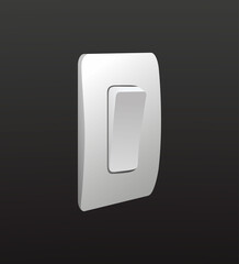  Wall switch. White switch isolated on black background. Vector illustration.