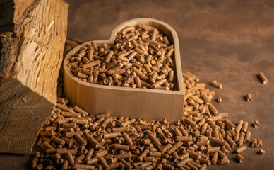 Wood pellets in love form