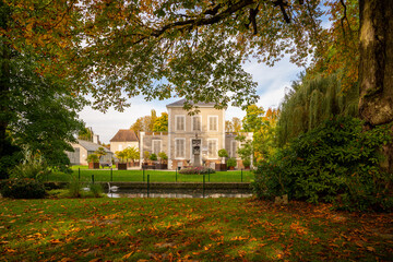 The main building of a public museum in autumn, near Paris, France