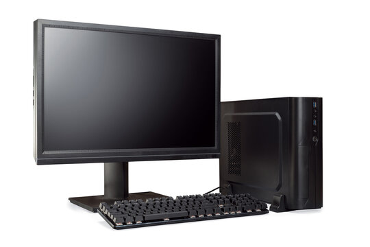 Black modern desktop PC isolated with clipping path