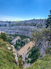Sight to the Cliff of Creux-du-Van in Switzerland