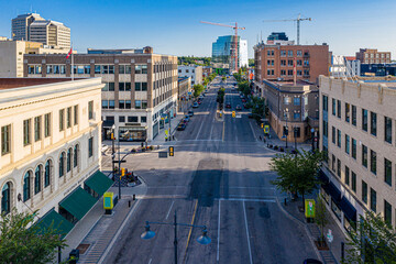 Aerial view of the downtown area of Saskatoon, Saskatchewan, Canada
