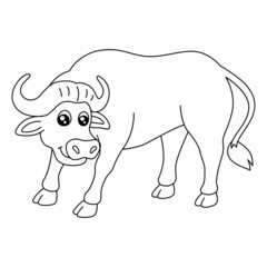 Buffalo Coloring Page Isolated for Kids