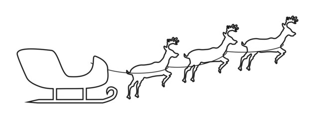 Santa Sledge thin icon on white background