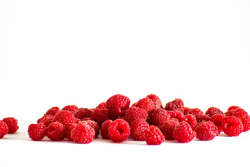 raspberry on white background with copy space