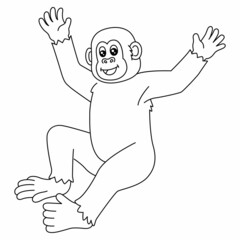 Chimpanzee Coloring Page Isolated for Kids