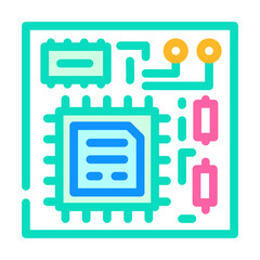 cpu board color icon vector. cpu board sign. isolated symbol illustration