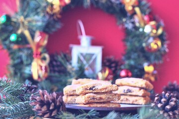 Christmas motifs. Delicious cookies for Santa.