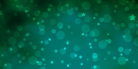 Obraz na płótnie Canvas Light Green vector texture with circles, stars.