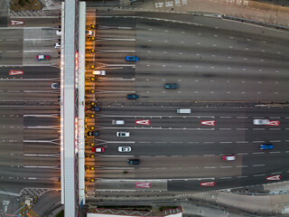 Top down view of city traffic