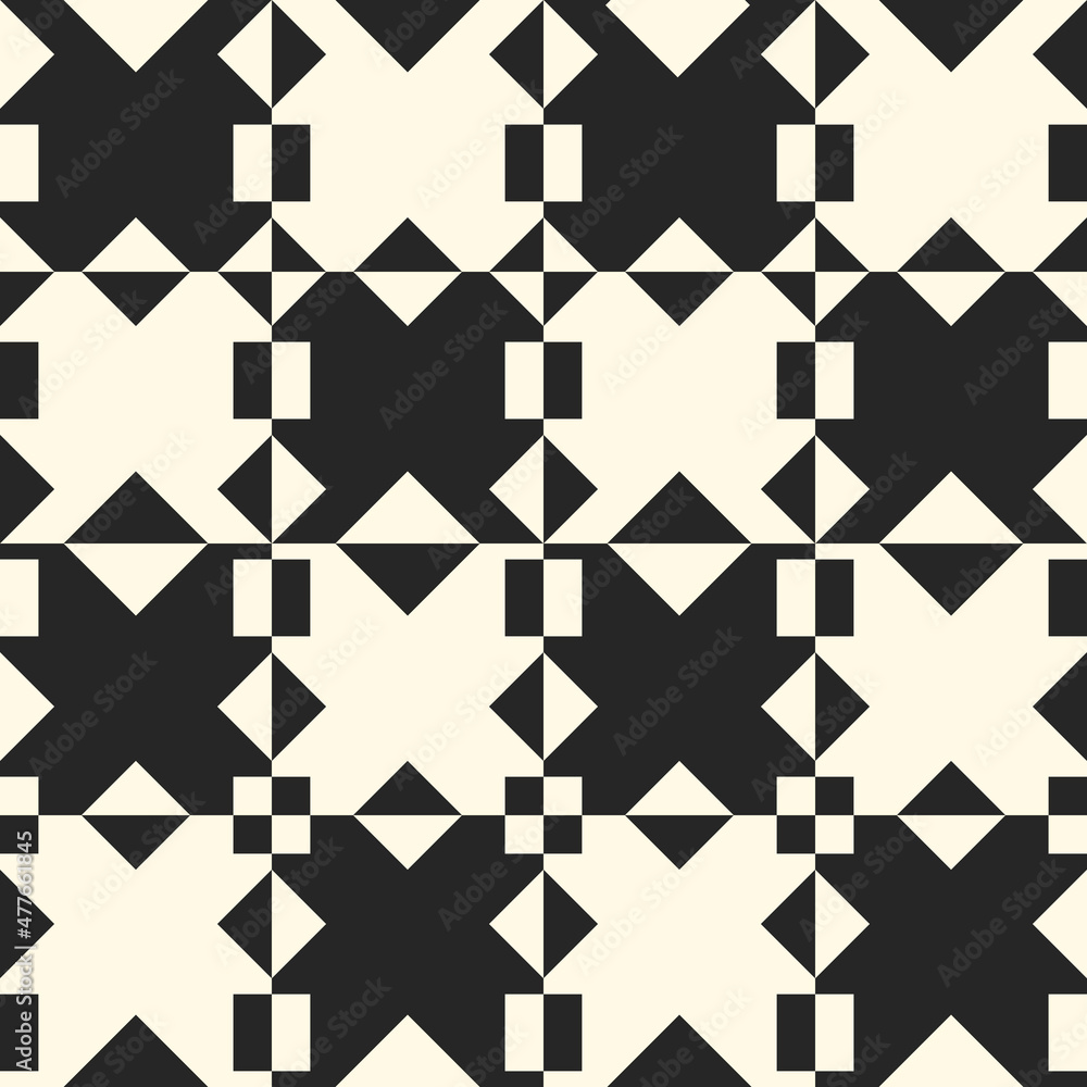 Poster Checkerboard mosaic in black and beige. Vector angular tile pattern, can be seamless.