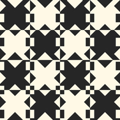 Checkerboard mosaic in black and beige. Vector angular tile pattern, can be seamless.