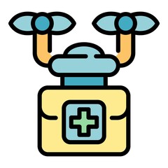 Drugs drone icon. Outline drugs drone vector icon color flat isolated