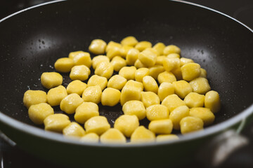 Delicious gnocchi made from potatoes in the Italian style are prepared