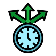 Time job search icon. Outline time job search vector icon color flat isolated