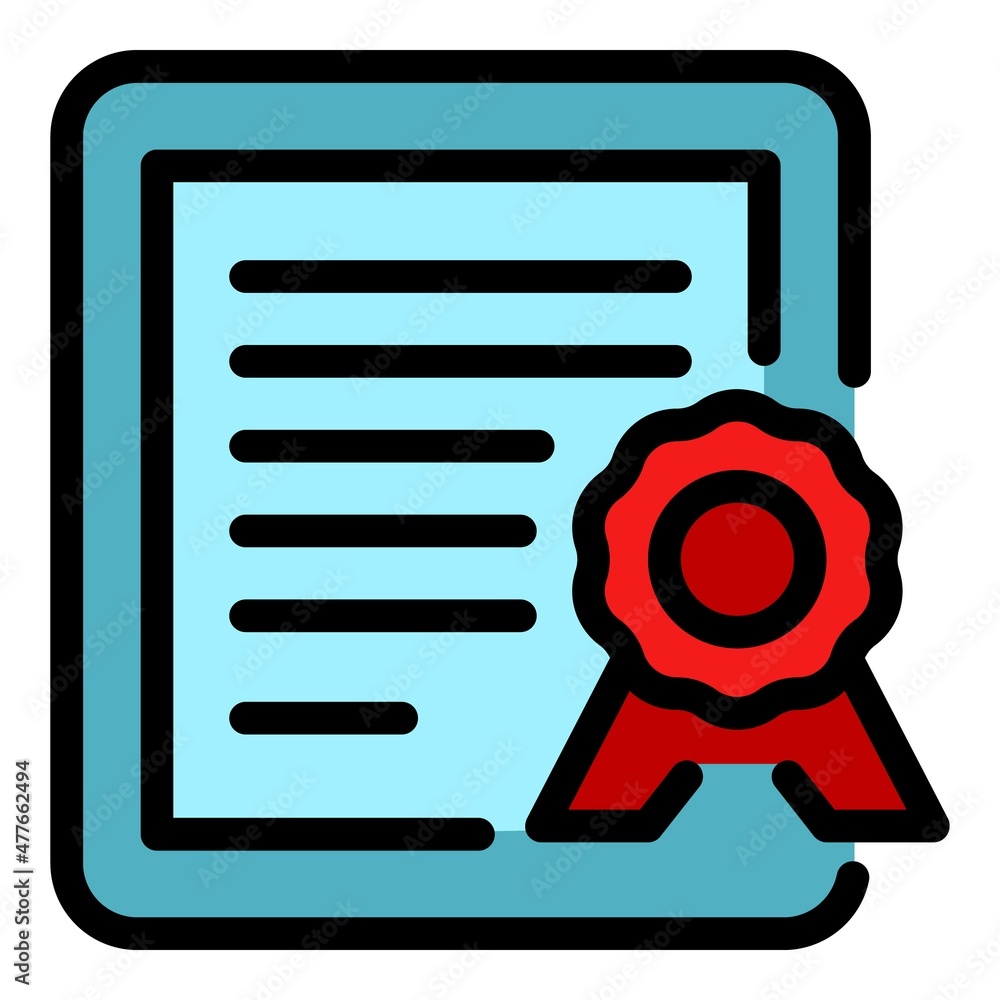 Poster work certificate icon. outline work certificate vector icon color flat isolated