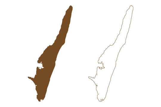 Langeland island (Kingdom of Denmark) map vector illustration, scribble sketch Langeland map