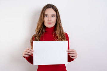Fototapeta premium woman holding blank placard
