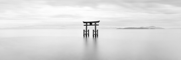 Japanese torii gate at Lake Biwa, Shiga Prefecture, Japan