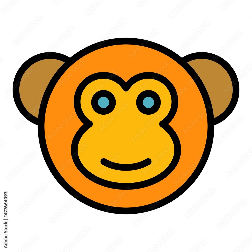 Poster gibbon monkey icon. outline gibbon monkey vector icon color flat isolated