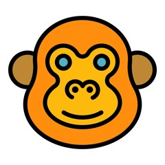 African gibbon icon. Outline african gibbon vector icon color flat isolated