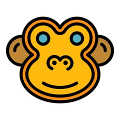 Smile gibbon icon. Outline smile gibbon vector icon color flat isolated