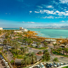 Bird's eye view of the beaches of the Dead Sea