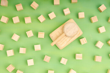 the tank has nowhere to go in front of it wooden cubes