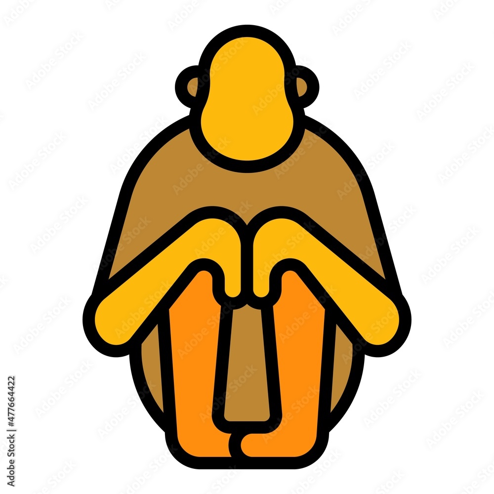 Poster chimp gibbon icon. outline chimp gibbon vector icon color flat isolated