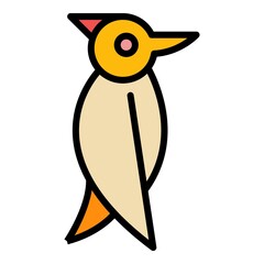 Woodpecker activity icon. Outline woodpecker activity vector icon color flat isolated