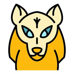 Mascot wolf icon. Outline mascot wolf vector icon color flat isolated