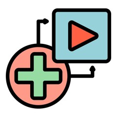 Obraz premium Health video icon. Outline health video vector icon color flat isolated