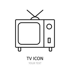 Vector illustration with TV. Outline icon