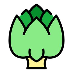 Healthy artichoke icon. Outline healthy artichoke vector icon color flat isolated