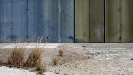 abandoned empty industrial building facade